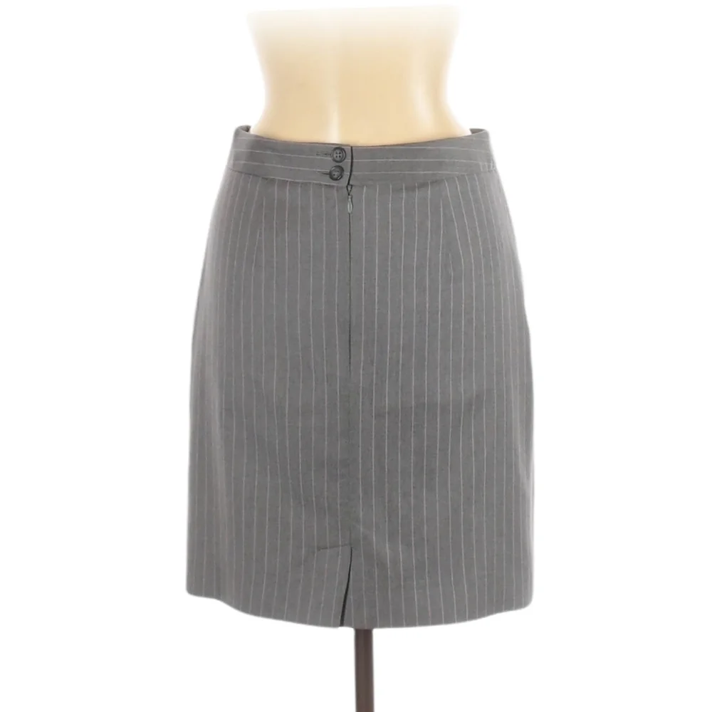 Herringbone Sydney Merino Wool Skirt Size 8 Gray Pin‎ Stripe Made in Italy